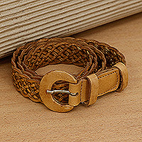 Cinturón de cuero trenzado, 'Havana' - Cinturón de cuero trenzado en marrón Hecho a mano en Brasil