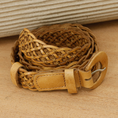 Braided leather belt, 'Havana' - Braided Leather Belt in Brown Crafted in Brazil