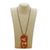 Halskette mit Anhänger aus Citrin und Zuchtperle - Halskette mit Anhänger aus wärmerer Keramik mit Citrin und goldenen Perlen