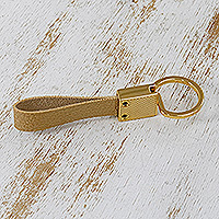 Faux leather keychain, 'Golden Memory'