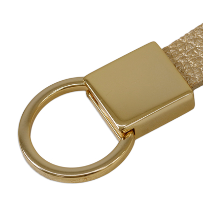 Schlüsselanhänger aus Kunstleder - Goldfarbener Schlüsselanhänger aus Kunstleder aus Brasilien