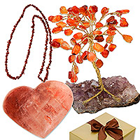 Curated gift box, 'Timeless Romance' - Handcrafted Gemstone Heart and Tree-Themed Curated Gift Set