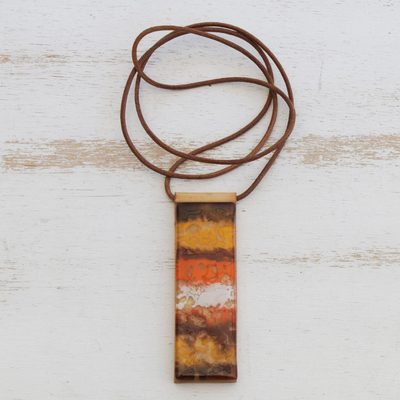 Curated gift set, 'Orange Passion' - Orange Sculpture Necklace and 2 Bracelets Curated Gift Set