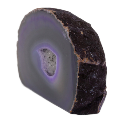 Agate decor accessory, 'Avant-Garde Geode' - Purple Agate Gemstone Decor Accessory Crafted in Brazil