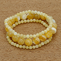Stretch-Armband mit Calcit-Perlen, „Healing Powers“ – Handgefertigtes Stretch-Armband mit gelben Calcit-Perlen aus Brasilien