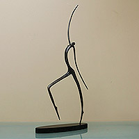 Bronze sculpture, 'Walking' (Large) (2023) - Semi-Abstract Oxidized Bronze Sculpture Handmade in Brazil