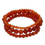 Carnelian beaded stretch bracelets, 'My Courageous Sides' (set of 3) - Set of Three Handcrafted Carnelian Beaded Stretch Bracelets