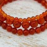 Carnelian beaded stretch bracelets, 'My Courageous Sides' (set of 3) - Set of Three Handcrafted Carnelian Beaded Stretch Bracelets