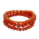 Carnelian beaded stretch bracelets, 'My Courageous Sides' (set of 3) - Set of Three Handcrafted Carnelian Beaded Stretch Bracelets