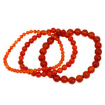 Carnelian beaded stretch bracelets, 'My Courageous Sides' (set of 3) - Set of Three Handcrafted Carnelian Beaded Stretch Bracelets