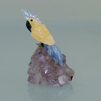 Gemstone sculpture, 'Hopeful Little Bird' - Calcite and Blue Quartz Bird Sculpture from Brazil