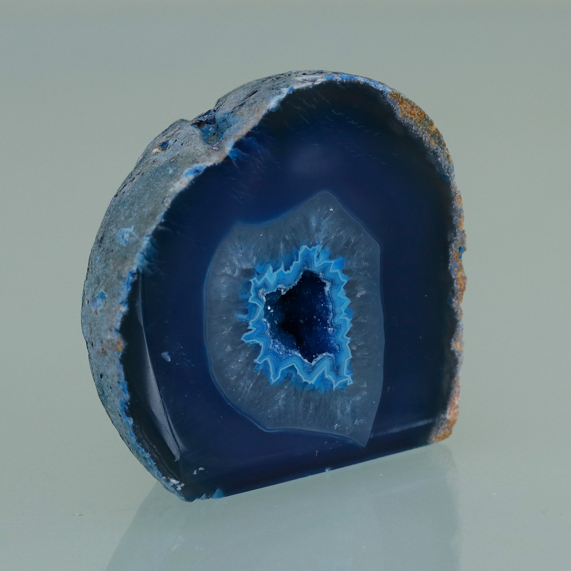 Blue Agate Gemstone Decor Accessory Crafted in Brazil, 'Enigmatic Geode