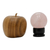 Esfera de cuarzo rosa - Esfera de cuarzo rosa natural hecha a mano con soporte de madera de pino