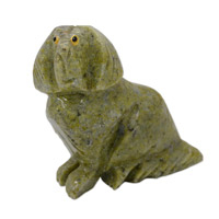 Serpentinite figurine, 'Loyal Nature' - Handcrafted Serpentinite Dog Figurine from Brazil