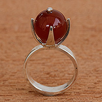 Agate single stone ring, 'Bloom of Determination'