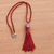 Agate pendant necklace, 'Wine Diva' - Handcrafted Silk and Agate Tassel Pendant Necklace in Wine