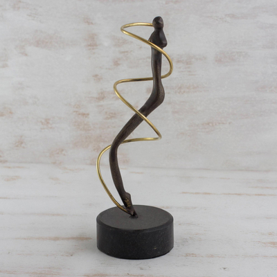Bronze sculpture, 'Spiral I' - Handmade Brazilian Abstract Bronze Sculpture