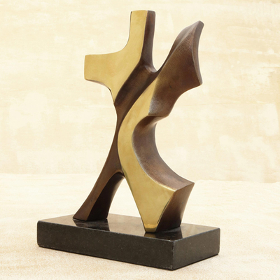 Escultura de bronce - Escultura abstracta de bronce de un hombre y una mujer bailando
