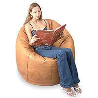 Leather beanbag chair cover, 'Holiday' (single) - Leather beanbag chair cover (Single)