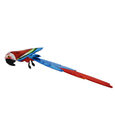 Carving, 'Blue and Red Brazilian Macaw' - Carving