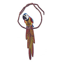 Carving, 'Blue and Yellow Brazilian Macaw'