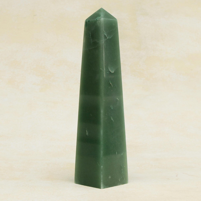 Green quartz sculpture, 'Obelisk of Optimism' - 9-Inch Green Quartz Obelisk Gemstone Sculpture