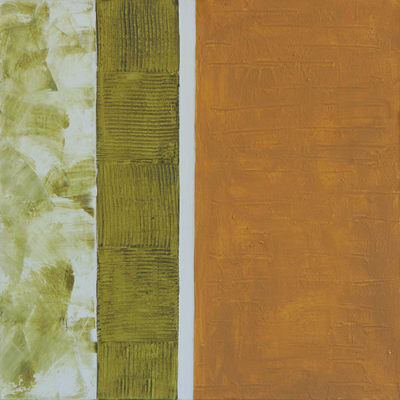 'Symmetrical I' - Green and Gold Original Textured Geometric Painting