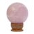 Rose quartz sculpture, 'Love Crystal Ball (3.3 Inch) - Petite Rose Quartz Crystal Ball Sculpture with Wood Stand thumbail