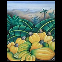 'Tropical' (1998) - Naif Style Tropical Landscape Oil Painting