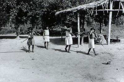 'Girls Carrying Cane'