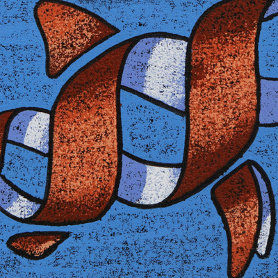 'Orange Shark' (limited edition) - Signed Acrylic Surreal Orange Shark Painting