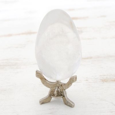 Quartz statuette, 'Crystal Egg' - Handmade Quartz Sculpture