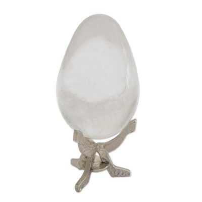 Quartz statuette, 'Crystal Egg' - Handmade Quartz Sculpture
