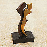 Bronze sculpture, 'Passion' - Modern Abstract Bronze Sculpture of a Couple in Love