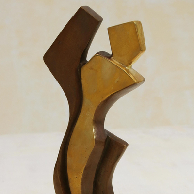 Bronze sculpture, 'Passion' - Modern Abstract Bronze Sculpture of a Couple in Love
