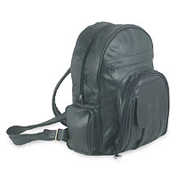 Multi-pocket leather backpack, 'Brazilian' (black) - Multi-pocket leather backpack
