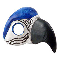 Handmade Brazilian Carnaval Bird Mask,'Blue Macaw'