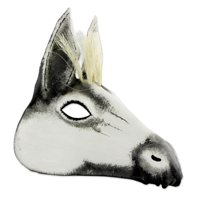 Leather mask, 'White Horse' - Leather Carnaval Horse Mask
