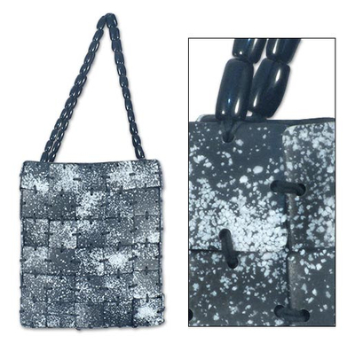 Shoulder bag, 'Dark Dalmatian' - Shoulder bag