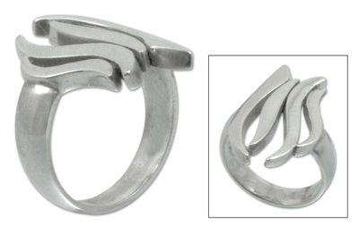 Silver cocktail ring, 'Flames' - Women's 950 Silver Artisan Handcrafted Ring