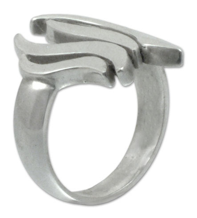 Silver cocktail ring, 'Flames' - Women's 950 Silver Artisan Handcrafted Ring