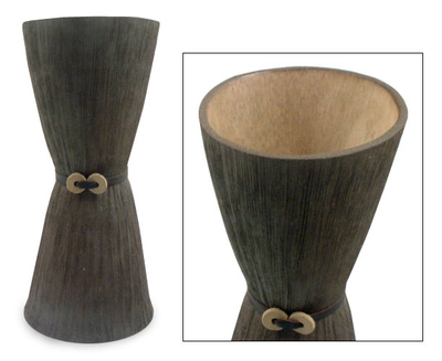 Vase aus Steingut, 'Schwarze Krawatte - Vase aus Steinzeug