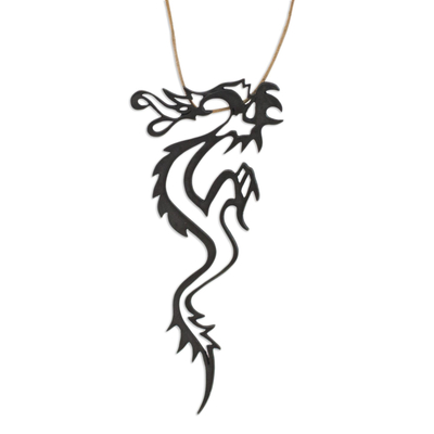 Leather necklace, 'Dragon Fantasy' - Leather necklace
