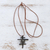 Silberne Anhängerhalskette 'Happy Fortunes' - Handgefertigte Halskette aus Feinsilber und Leder