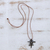 Silberne Anhängerhalskette 'Happy Fortunes' - Handgefertigte Halskette aus Feinsilber und Leder
