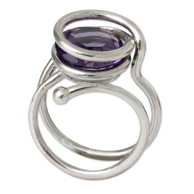 Amethyst cocktail ring, 'Twilight Transformation' - Amethyst cocktail ring
