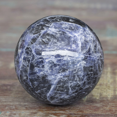 Sodalite ball, 'Blue Planet' - Fair Trade Sodalite Gemstone Sculpture