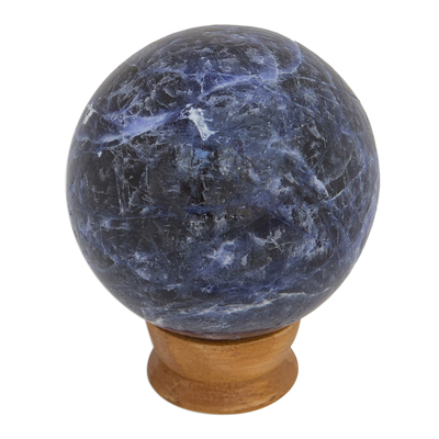 Sodalite ball, 'Blue Planet' - Fair Trade Sodalite Gemstone Sculpture