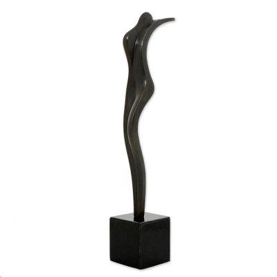 Bronze sculpture, 'Silhouette of a Woman' - Abstract Woman Brazil Bronze on Granite Modern Art Sculpture