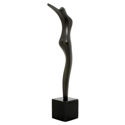 Bronze sculpture, 'Silhouette of a Woman' - Abstract Woman Brazil Bronze on Granite Modern Art Sculpture